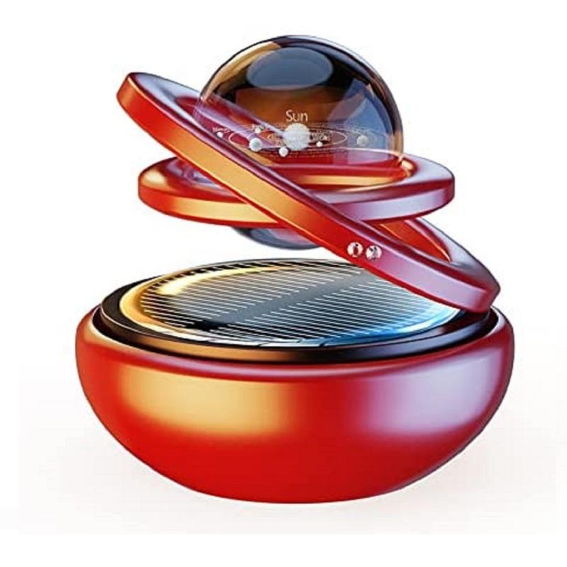 

1 Set Of Solar Energy Air Purifier Car Air Freshener Double-ring Creative Crystal Ornament Car червоний