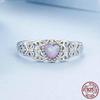 Opal 925 Sterling Silver Vintage Ring For Ladies Engrave Heart 925 Silver Rings