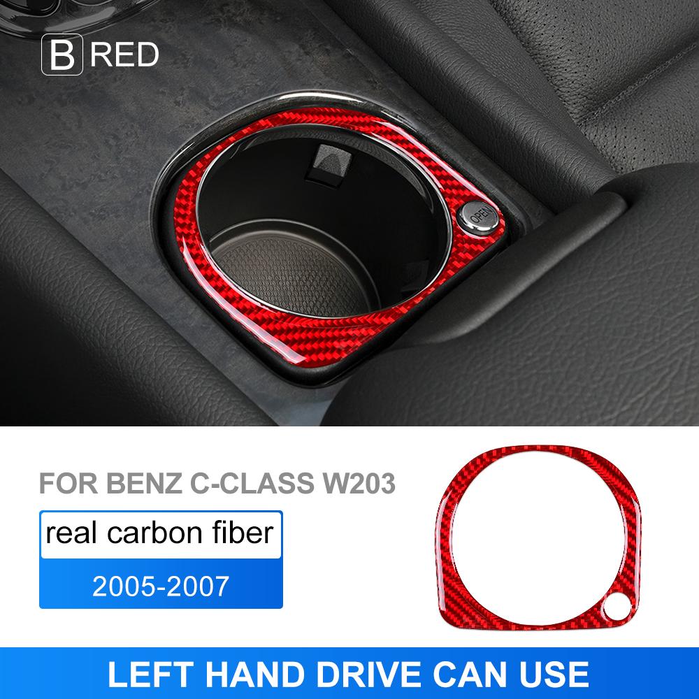 Real Soft Carbon Fiber for Mercedes Benz C Class W203 2005 2006 2007 Car Water Cup Frame Trim Sticker Interior Accessories