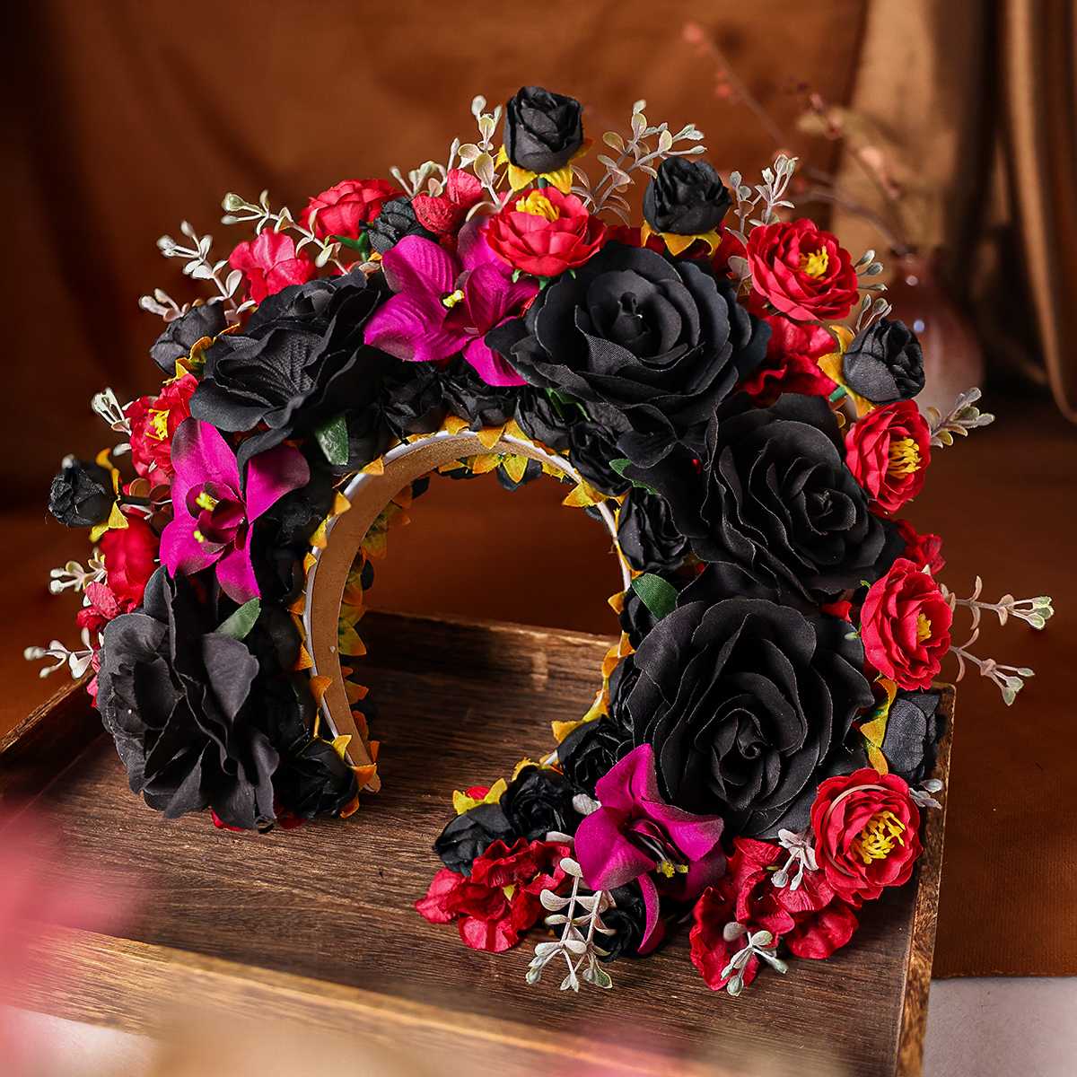 Vrouwen Hoofdtooi Kleurrijke Bloemen Haarband Haarkrans Bruiloft Feest Kostuum Hoofdsieraad voor Bruidsvrouwen Mode Haaraccessoire