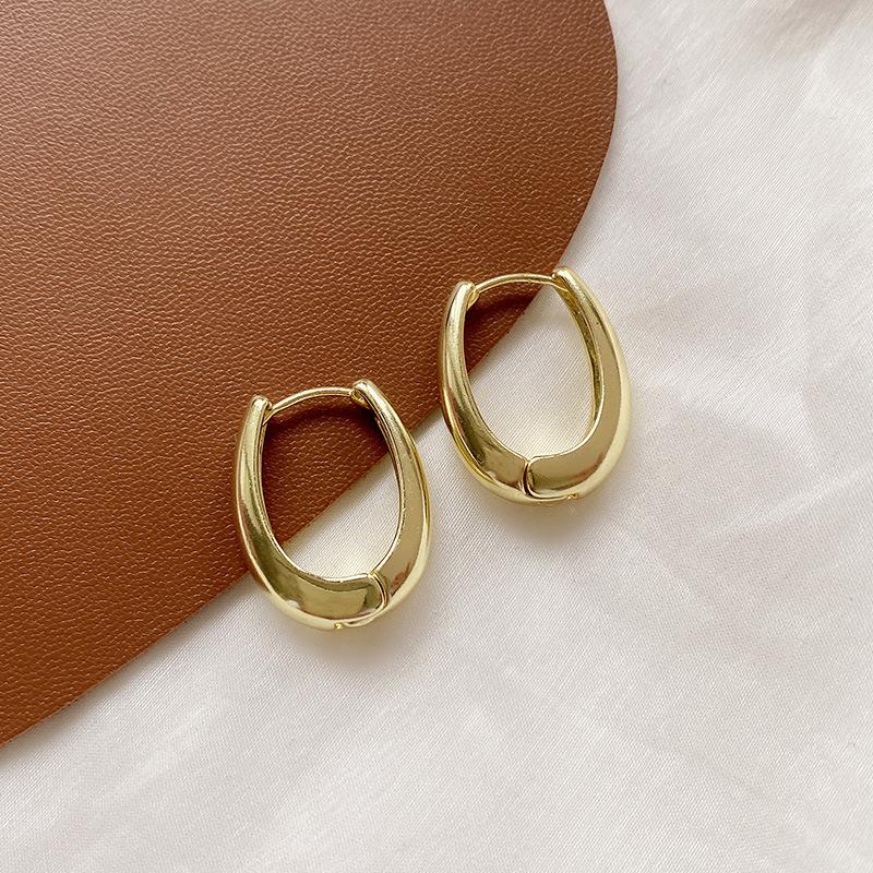 Copper Metal Hoop Earrings for Women Simple Design Exquisite Young Girl Gift Wedding Accessories Beautiful Jewelry