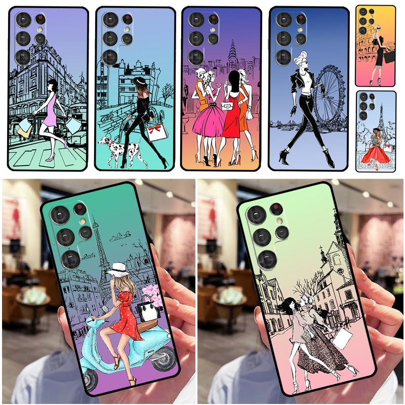 Fashion Girl Phone Case For Samsung Galaxy S25 Ultra S9 S10 S20 S22 S21 FE S23 S24 Plus Back Cover Shell