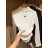 Waist pleated irregular bottoming shirt women's spring slim and thin Spice girl style long-sleeved T-shirt with top inside