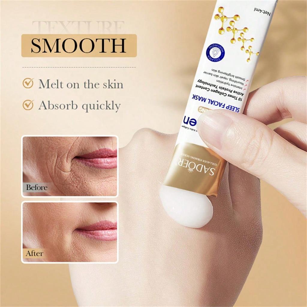 Masque de Nuit au Collagène Raffermit le Visage Améliore le Relâchement Cutané Réduit la Perte de Collagène Hydrate