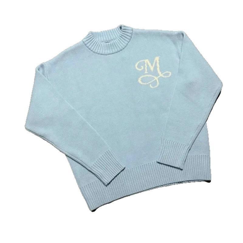 Streetwear Letter Jacquard Knit Sweater Y2K Loose Fit Teens