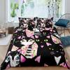 Cat Flowers King Queen Duvet Cover 3D Pet Kitty Floral Bedding Set Teens Adult Yellow Chrysanthemum 2/3pcs Polyester Quilt Cover
