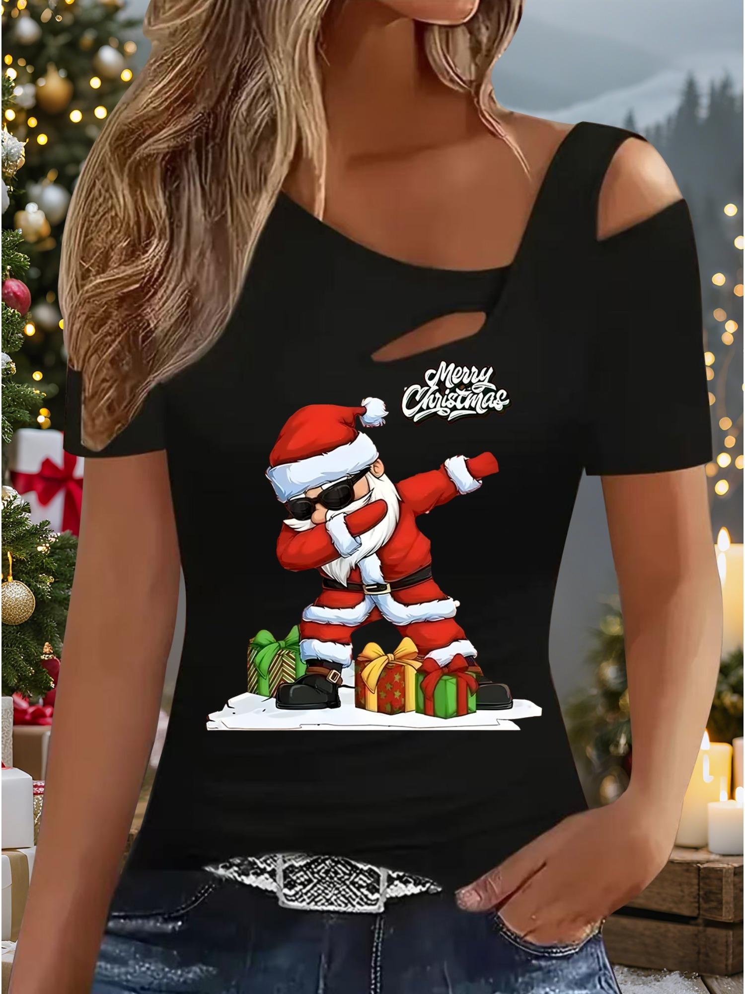 

Женский Новый Повседневный Топ Рождество Хэллоуин Рождественский Подарок Топы Рубашка Блузка S чёрный