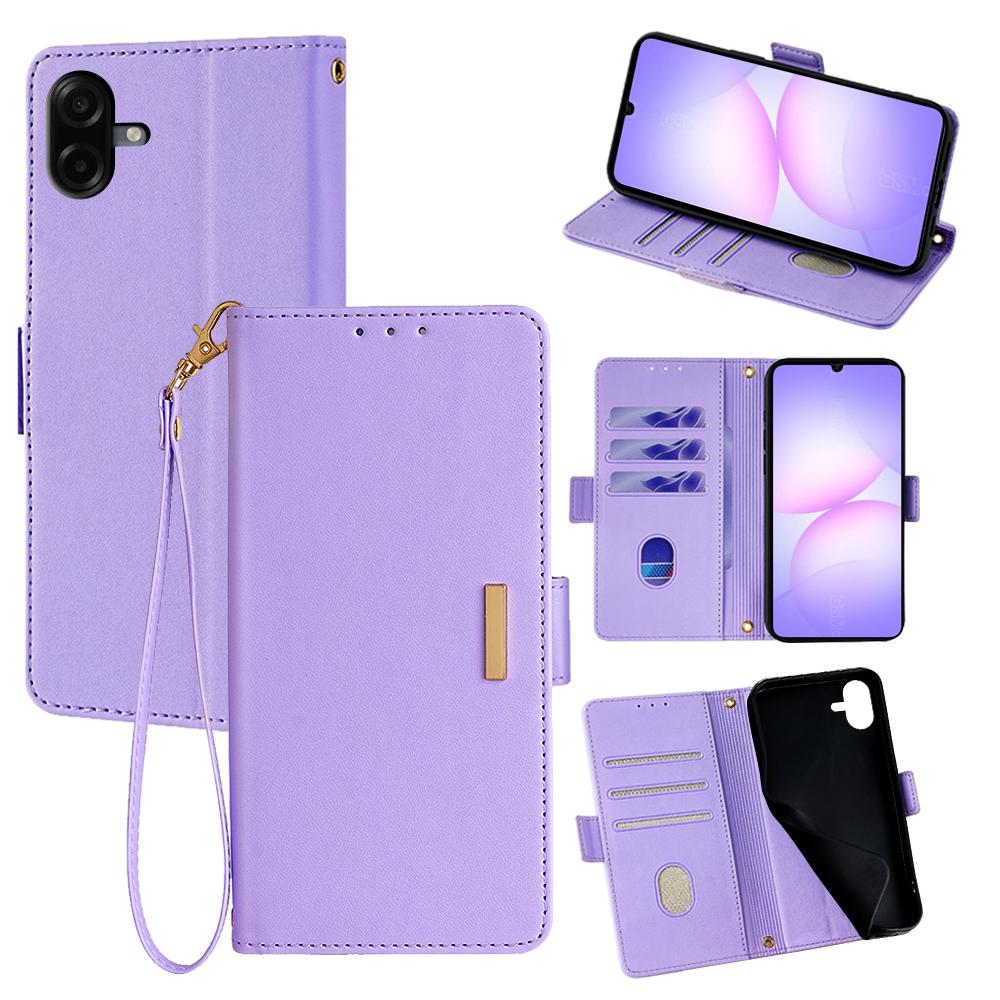 

For Samsung Galaxy A07 4G Case RFID Blocking Wallet PU Leather Phone Cover with Wrist Strap
