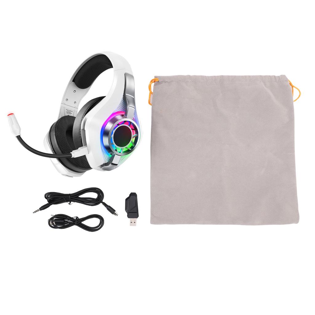 Wireless Gaming Hdset with 2.4GHz/ /Wired Modes, RGB Lighting Game Hdphones with Noise Canceling Mic, 7.1 Surround Sound, for PC, Game Console,