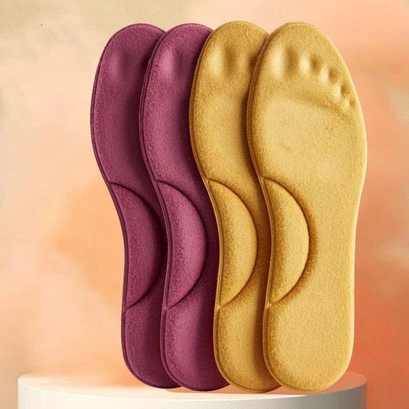 2pairs Winter Fur Self Heating Insoles Foot Thermal Thicken Insole Memory Foam Shoe Pads Warm Sports Shoes Inserts for Women Men