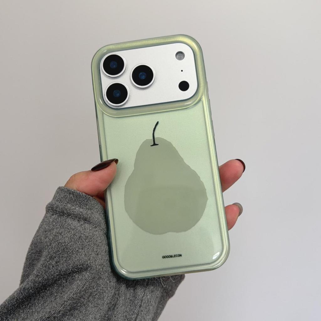 Simple Mambo Green Snow Pear Case for iPhone Models 13-17, iPhone 16 Pro Max, and Apple 15, Double Layer Protection