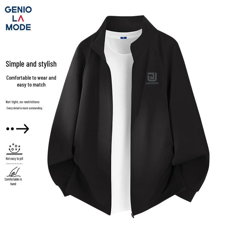 

GENIOLAMODE Men s Casual Stand Collar Knit Jacket 3XL