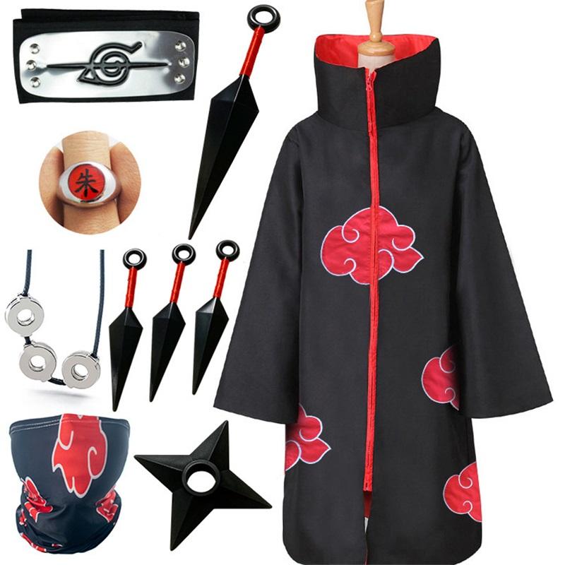 Set Costum Cosplay Anime Naruto, Prezentând Al Patrulea, Al Șaselea și Al Șaptelea Hokage, Membri Akatsuki cu Pelerine și Mantii.