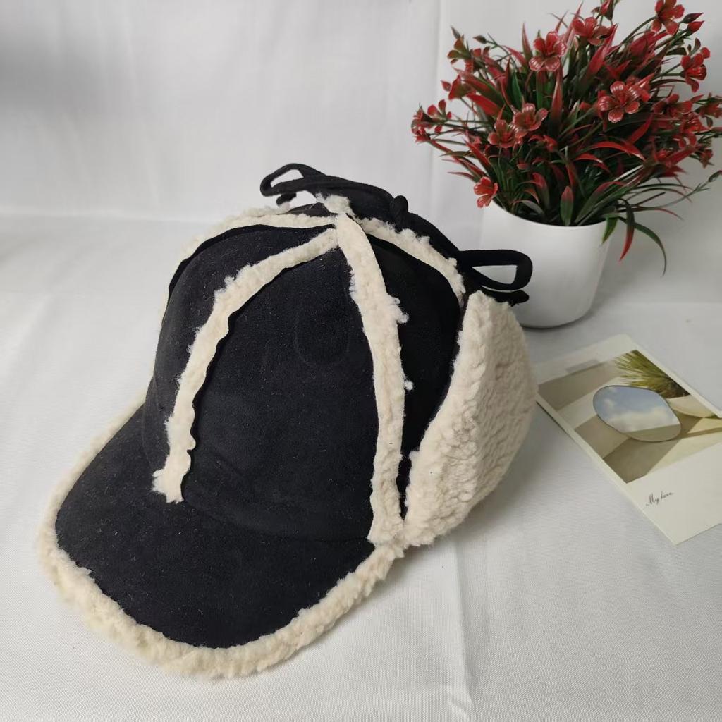 Lei Feng hat men and women autumn and winter couple retro ins lamb wool versatile ear protection cold soft top tide Korea