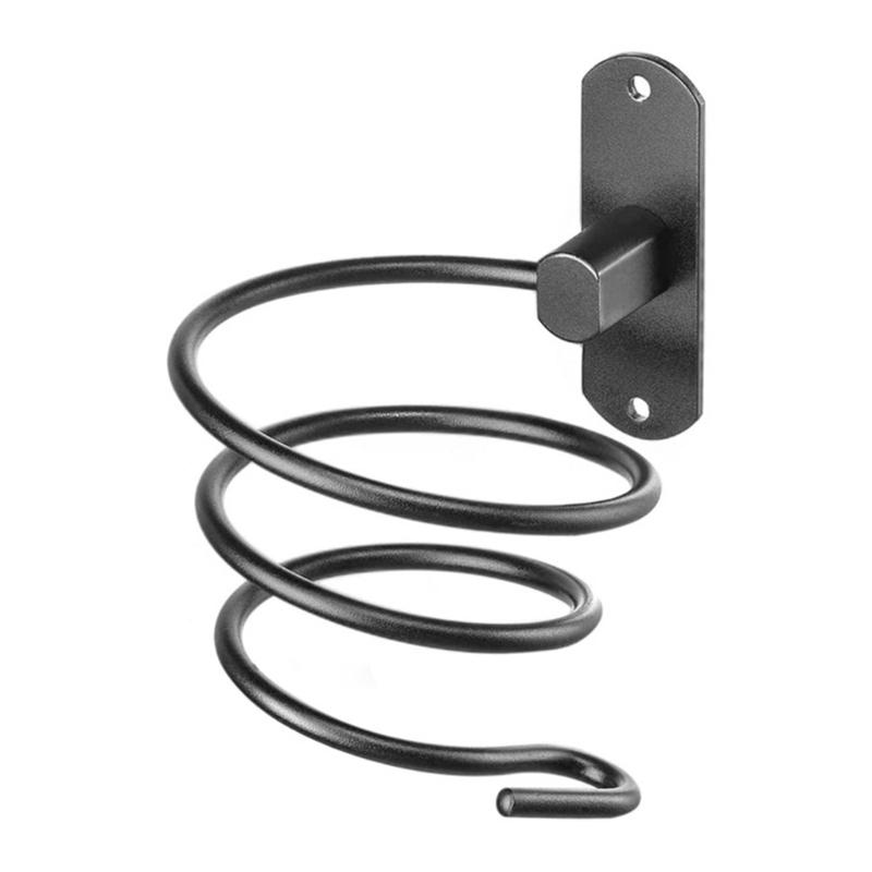 Wall Storage Hair Dryer Holder Aluminum Rack for Bathroom Use with Front Opening and Daily Counter Space Saving Design