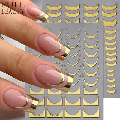 Metall Spiegel Nagel Aufkleber Gold Silber Nail Art Aufkleber bunte Slider Maniküre Dekor Nagel DIY