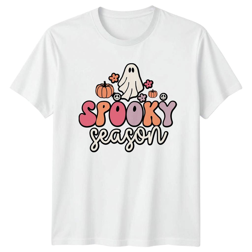 Spooky Season Unisexs TShirt Retro Ghost Halloween Gift For Her