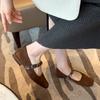 Mary Jane shoes square head with buckle, shallow mouth low heel single shoes, fattened and widened women's shoes