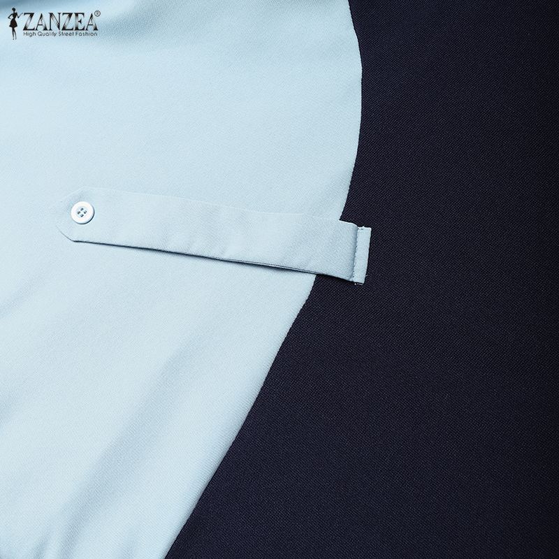 ZANZEA Women Hoodies Casual Long Sleeve Patchwork Sweatshirt Dress