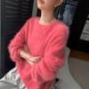Women's Cashmere Loose Round Neck Sweater, Brushed Knit, Thickened for Warmth - Autumn/Winter 2026 Collection.