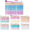 20 Makeup Brush Set Diamond Clear Handle Eyeshadow Makeup Brush Multifunctional Eye Beauty Tool