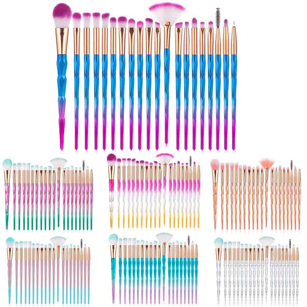 20 Makeup Brush Set Diamond Clear Handle Eyeshadow Makeup Brush Multifunctional Eye Beauty Tool