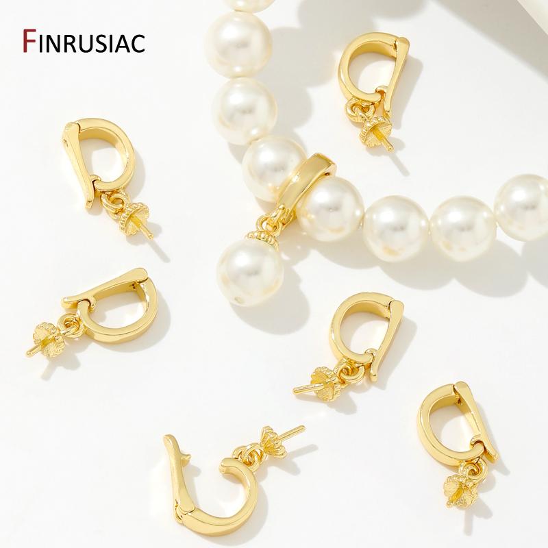18K Gold Plated Pendant Bail Clasps With Pearl Mounting,Brass Jewelry Connector Clasps DIY Handmade Jewelry Findings Wholesale