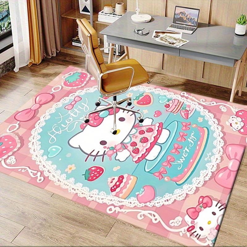 Office Rug Hello Kitty, Strawberry Shortcake Anti-Slip Rug, Machine Washable for Living Room, Bedroom, Office, Multiple Sizes, Bedroom Mat, Decorative