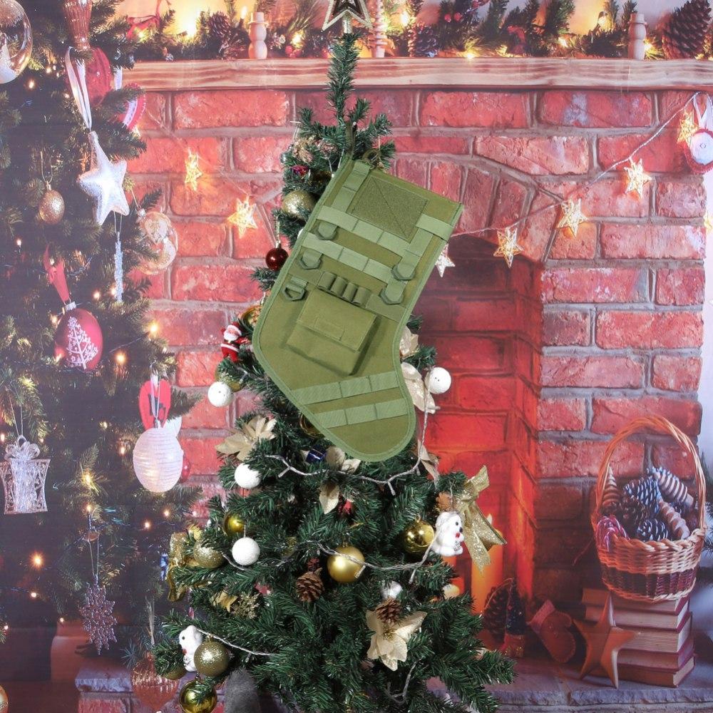 1000D Nylon Hanging Tactical Christmas Gift Socks Outdoor Sports Molle Storage Bag Christmas Stocking For Xmas Tree Pendant