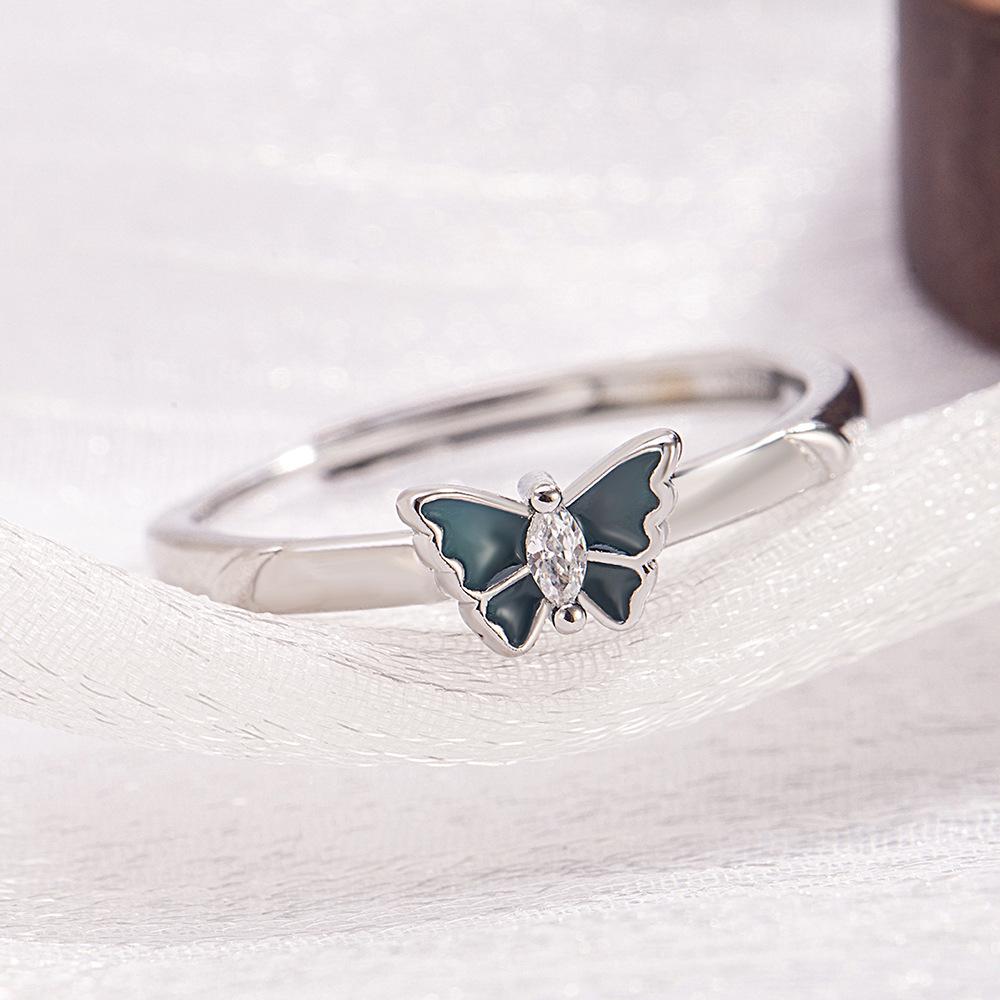 2025 Sweet Butterfly Couple Rings - Simple Epoxy Forest Style