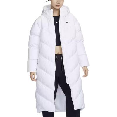 Unifarbene Warme Kapuzen-Winddichte Daunenjacke Damen Oberbekleidung Weiß HF7894-100