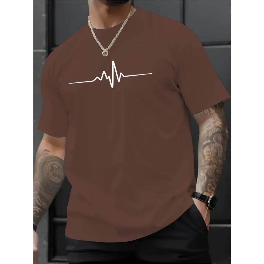Creative Print Men's Fashionable Summer Crew Neck Short Sleeve Sports T-shirt, Comfortable And Versatile