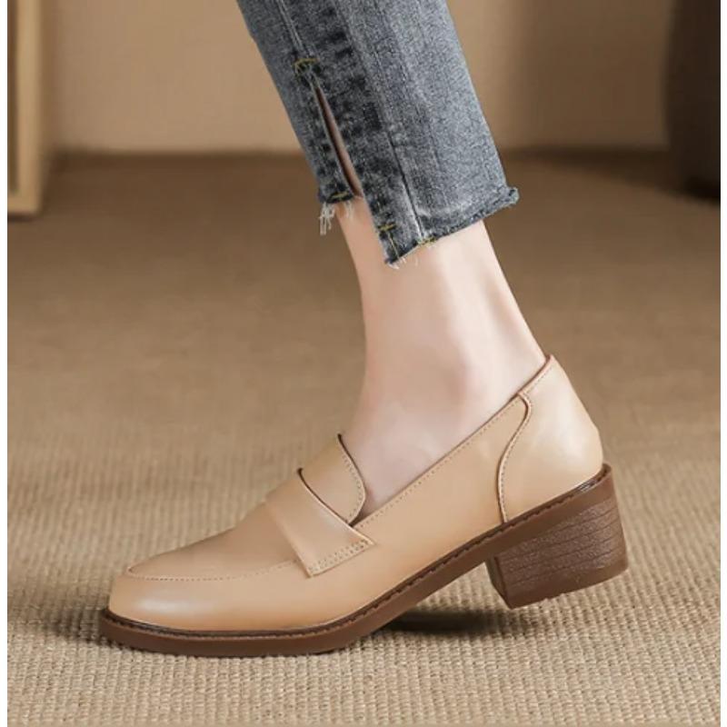 Women Sneakers Flat British Woman Thick Low Heels Oxfords Shoes Round Toe Flats Loafers Femmes All Match Creepers Ladies Platform Bullock 35