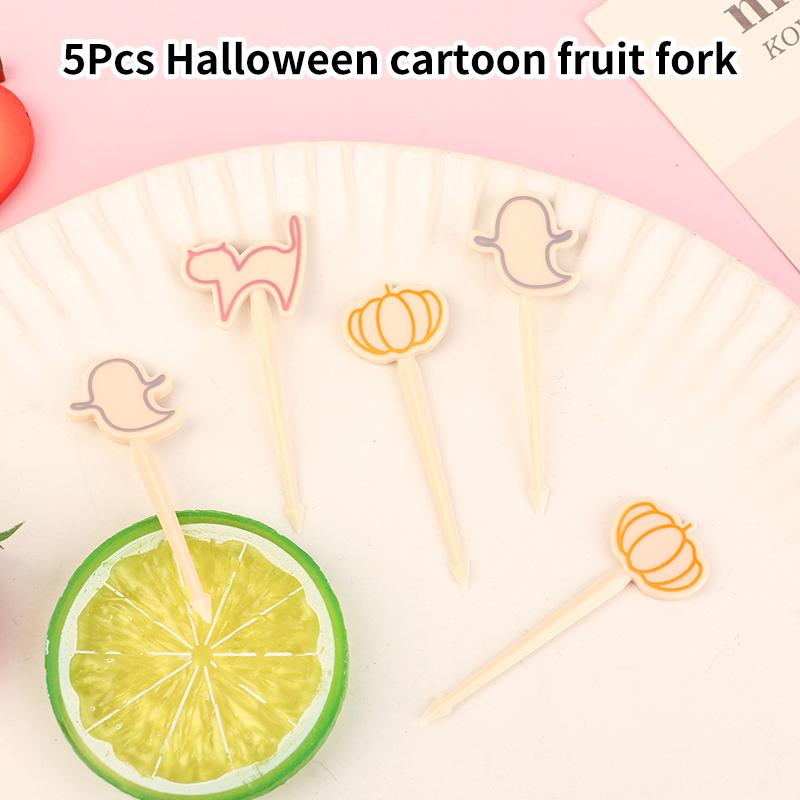 Halloween Salad Fork Pumpkin Shaped Appetizer Toothpick Cocktail Tasting Fork Cake Decoration Bento Box Accessories