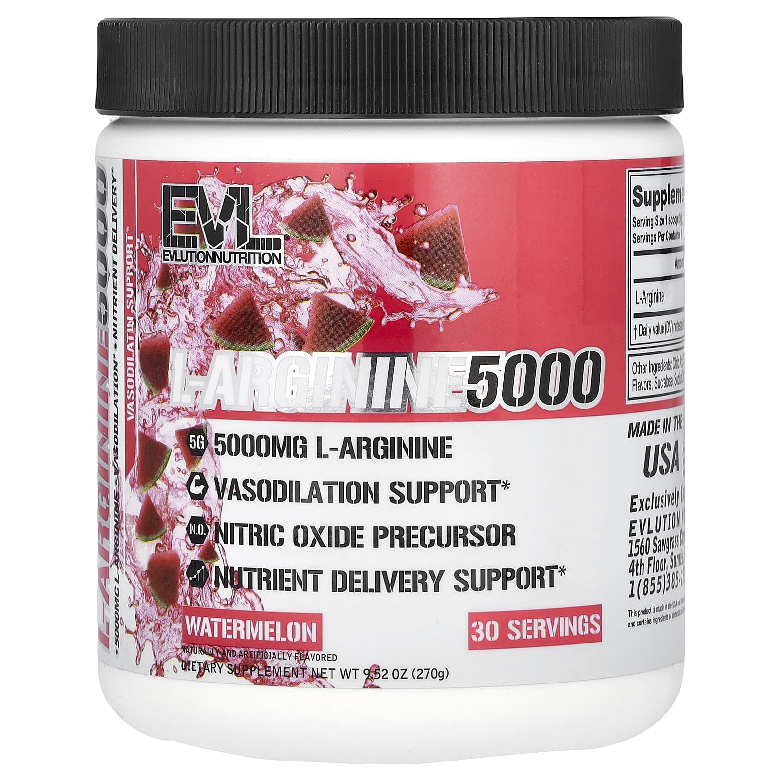 

EVLution Nutrition, L-Arginine 5000, Watermelon, 9.52 oz (270 g)