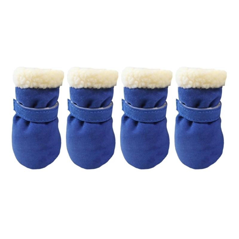 Winter Warm Pet Shoes 4pc/set Cute Dog Booties Snow Walking Puppys Booties Shoes Casual Fashion No-slip Dog Shoes