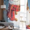 Weihnachten Schneemann Schneeflocke Rot Blau Vorhänge Für Wohnzimmer Schlafzimmer Heimdekoration Fenster Voile Tüll Vorhang Drapierungen