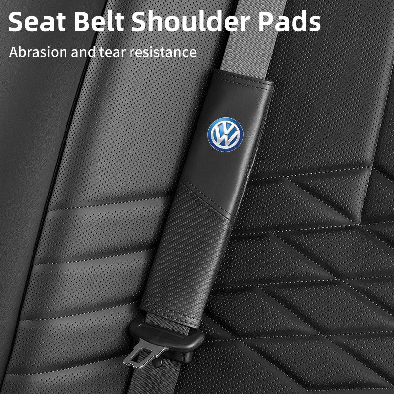 LEG1 Car Seat Belt Cover Safety Belt Two-colour Splicing Shoulder Protection Pads For VW Tiguan CC Jetta Polo Passat T-ROC Touareg
