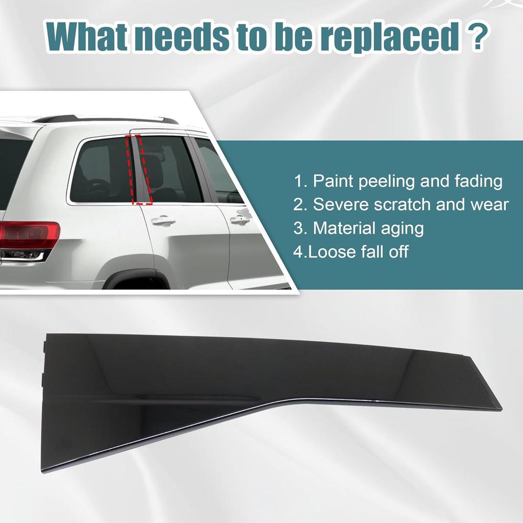 GXARTS Exterior Right Side Rear Door C Pillar Trim Window Cover Trim Applique 57010448AJ 57010448AK Compatible with Jeep Grand Cherokee 2011 2012