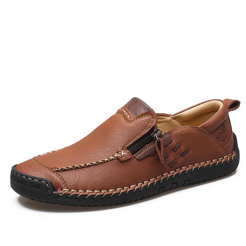 Men's Casual Retro Microfiber Leather Stitching Shoes with Zipper