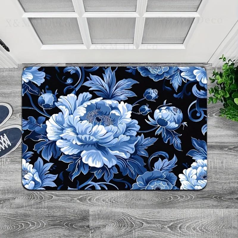 Minimalist Artistic Floral Gaming Room Rug, Decorative Indoor Floor Mat for Living Room, Bedroom, Kitchen and Bathroom