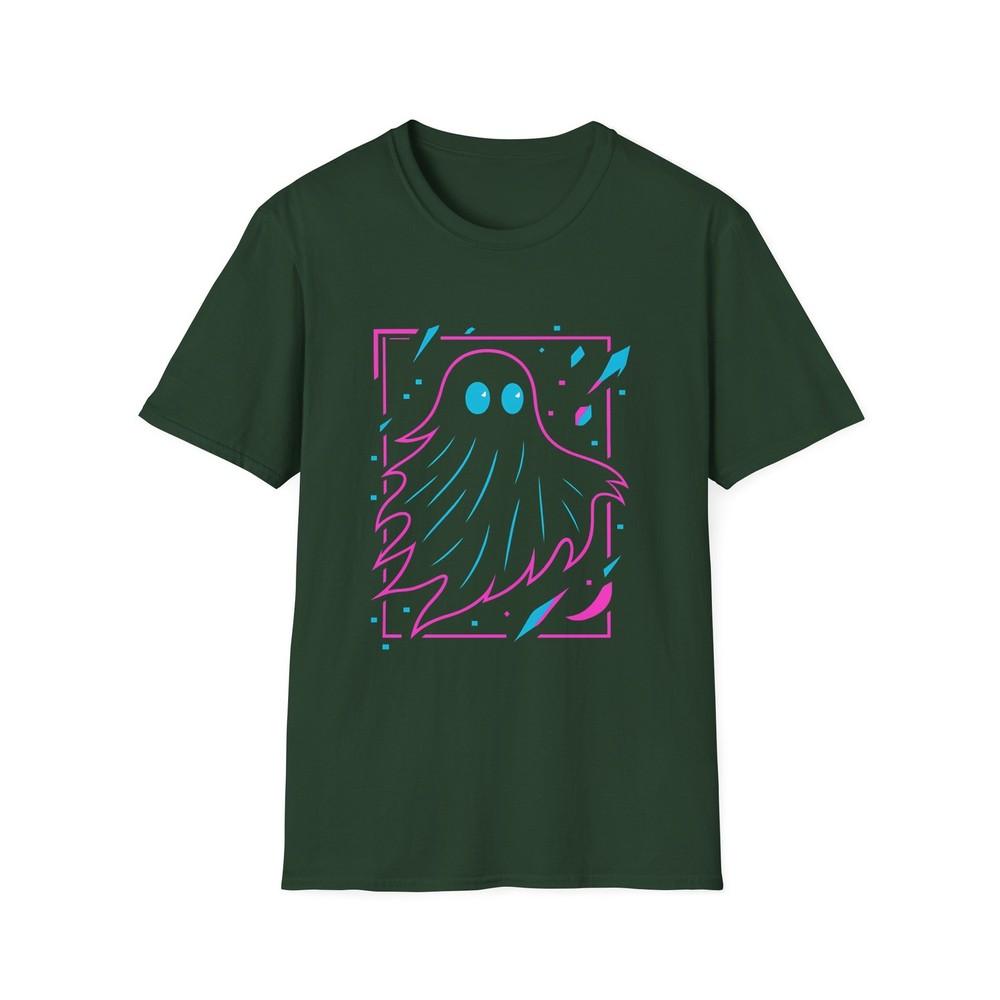 

Unisex Softstyle T-Shirt Glitching Neon Ghost Graphic Novel Style Shirt XL
