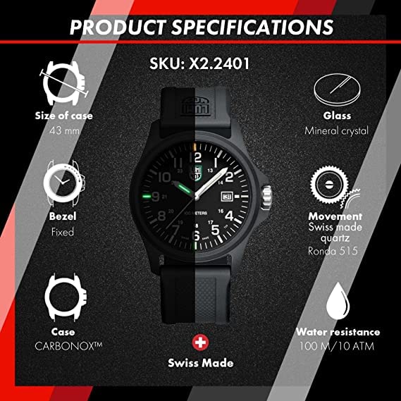 Luminox Patagonia Carbonox Green Logo Watch X2.2401 Black 44mm Model Swiss Made [Used]