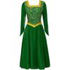 (3X-Grande, Verde) Fantasia de Princesa Fiona Adulto Feminino Veludo Verde Cosplay Vestido Roupa de Halloween