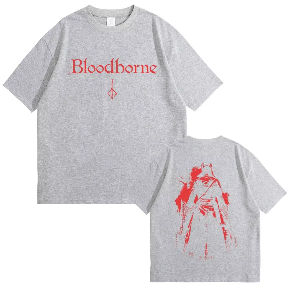 

Game Bloodborne Horror Hunter Merch T-shirts Men Women Gothic Rock Oversized T Shirts Male Vintage T-shirt 90s 3XL