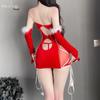 Shuo Yao Strapless Plush Christmas Costume with Cutout Mini Skirt