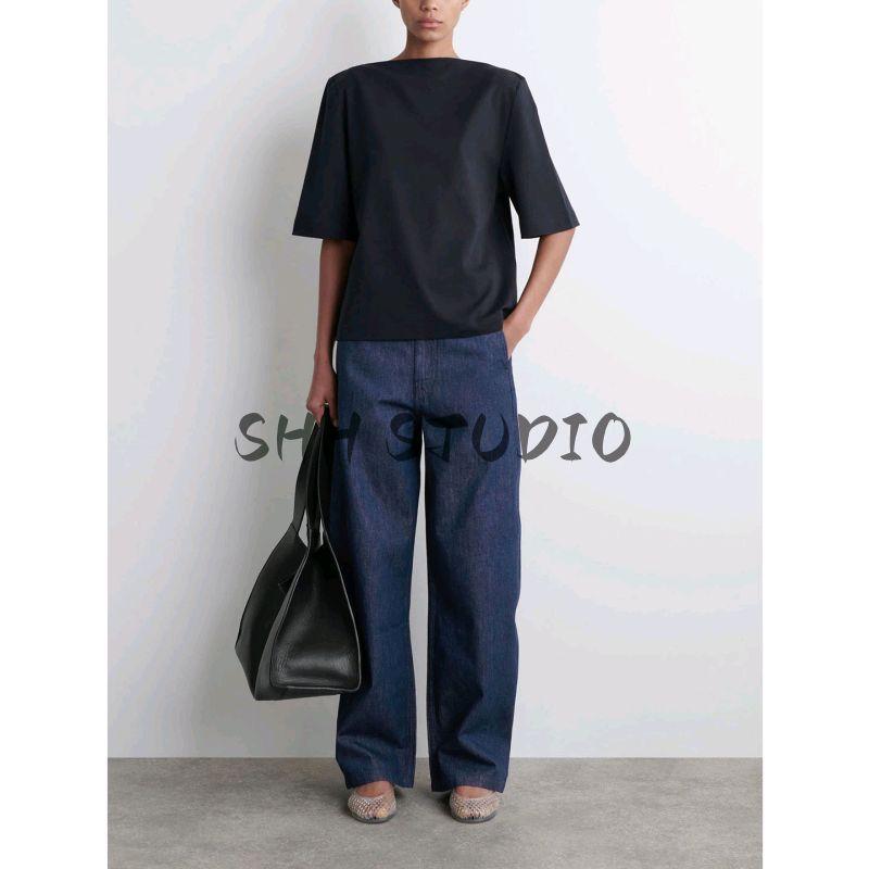 CS Autumn New Women clothes Minimalist Casual Version Boat Neck Half Sleeve Cotton T-shirt Top 1282529