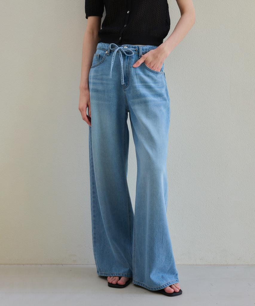 THEELO Strap Point Denim Pants (Deep Blue)