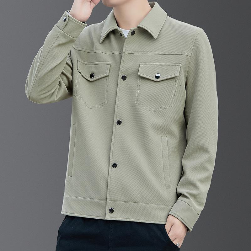 High quality work jacket for men spring new Korean style lapel business casual green men's jacket