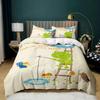 Cartoon Frog Duvet Cover Set Light Green Cartoon Frogs Cute Dragonfly Animal Bedding Set for Boy Twin Size Polyester Quilt Cover